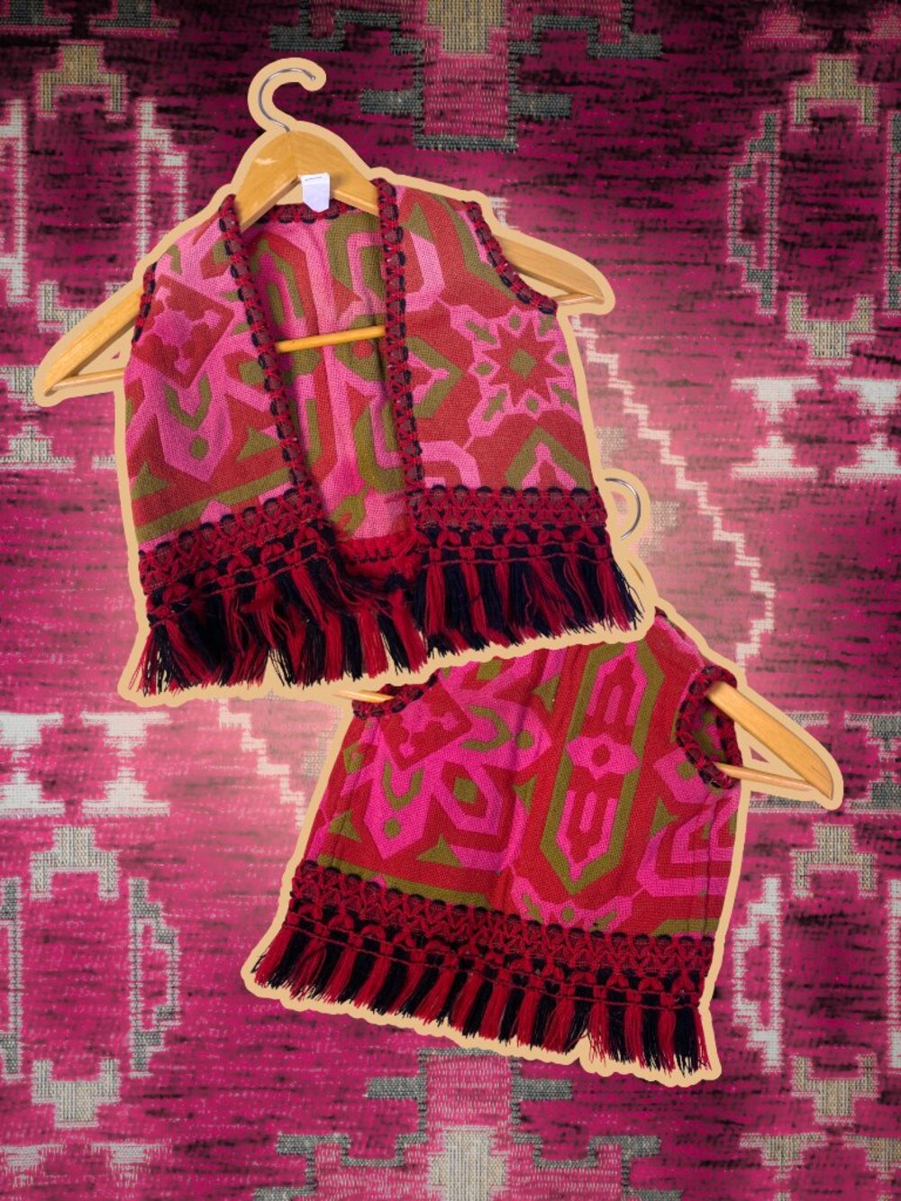 Kilim Geometric Design with Fringe Children's Vest